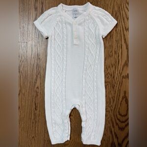 GAP White Cable Knit Baby One-Piece Romper